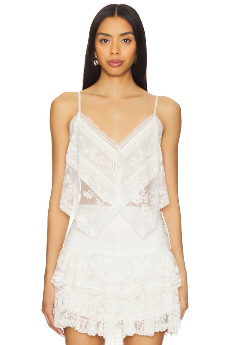 revolve LoveShackFancy Carrera Cami Top in Off White