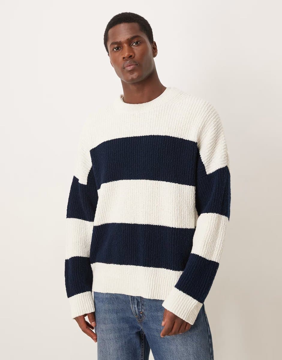 ASOS ARKET White and Navy Stripe Jumper
