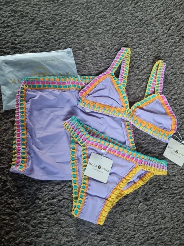 Moda Minx Moda Minx lilac bohemian bikini mini skirt size S/M