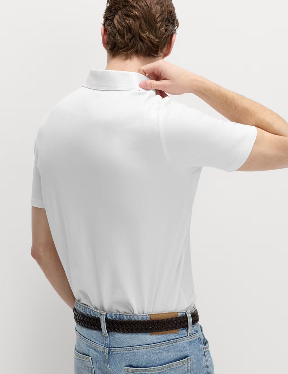 Marks & Spencer M&S Pure Cotton Jersey Polo Shirt White - 3