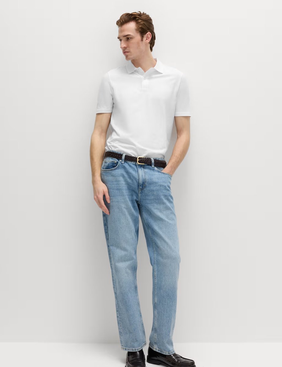 Marks & Spencer M&S Pure Cotton Jersey Polo Shirt White - 4