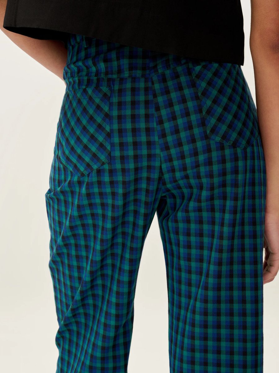 OMNES Elodie Trouser in Blue Check - 4