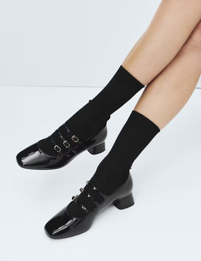 Marks & Spencer M&S 2 Pack Rayon Ribbed Ankle High Socks Black/Black - 2