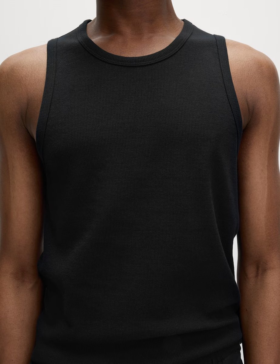 Marks & Spencer M&S Cotton Rich Ribbed Vest Black - 4