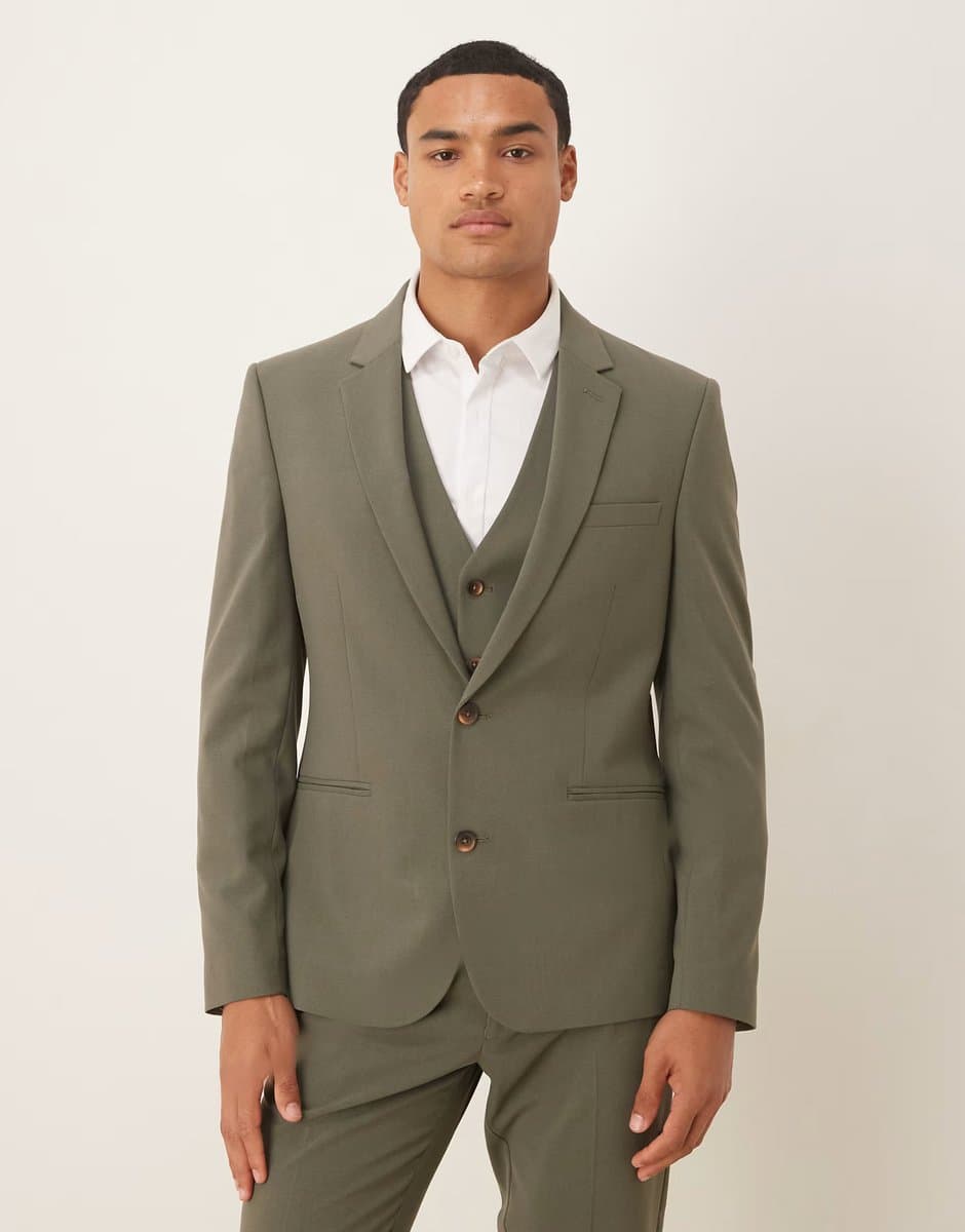 ASOS ASOS Skinny Fit Suit Jacket in Khaki