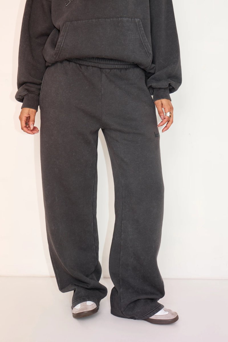 Kaiia Kaiia Wide Leg Joggers Washed Black - 2