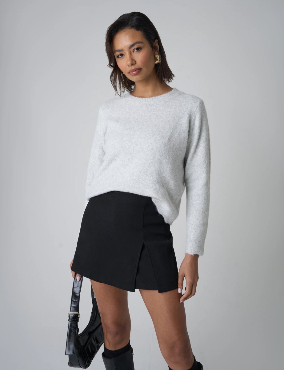 Public Desire Gold Button Detail Knit Cardigan Grey - 4