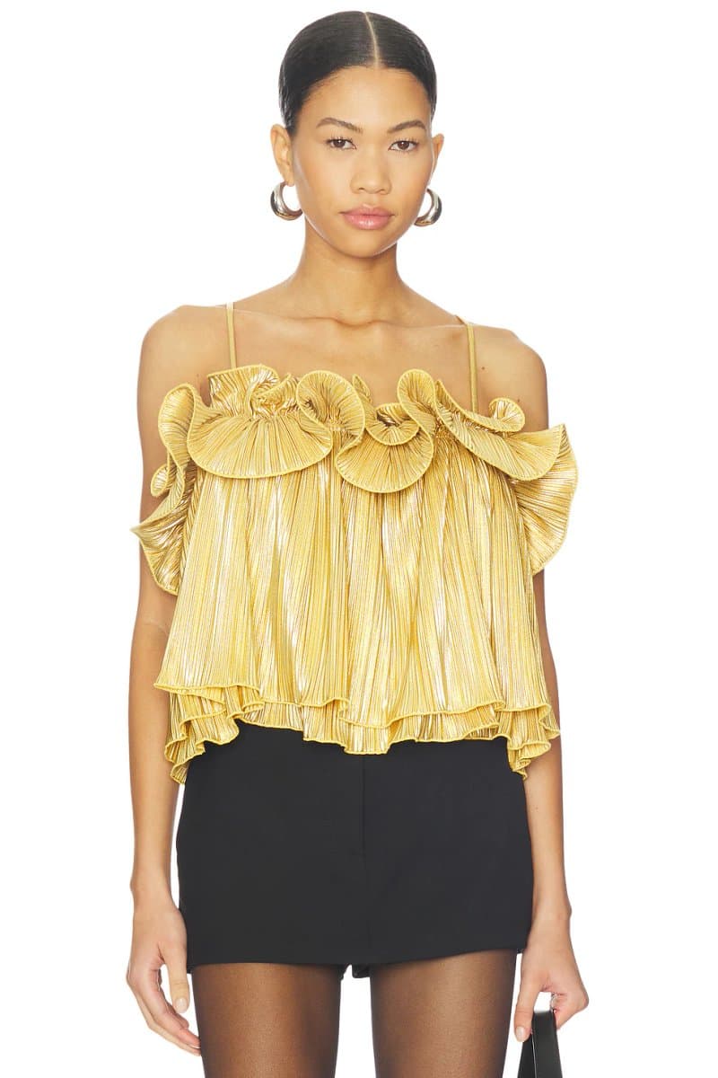 revolve Revolve Aleena Gold Off-Shoulder Top