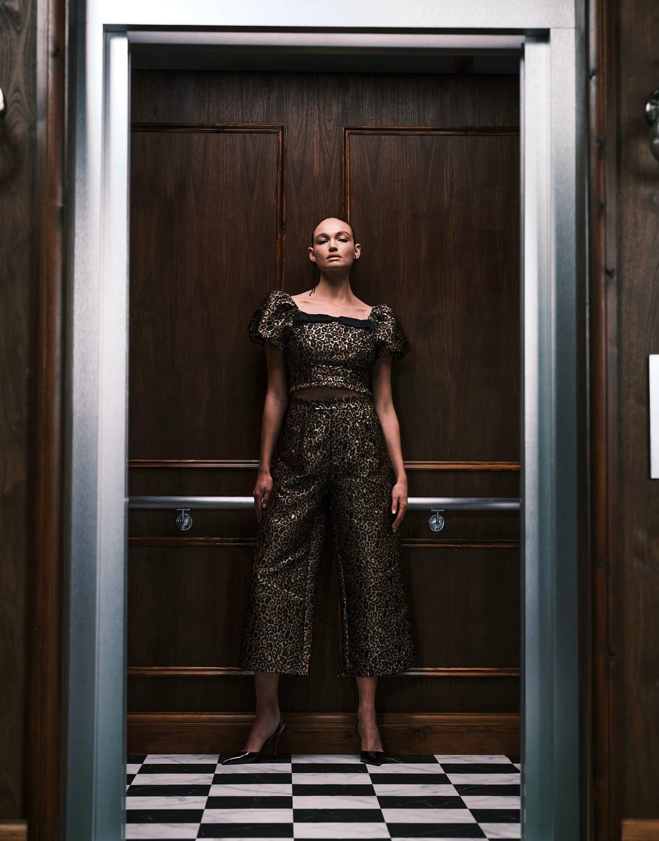 ASOS Sister Jane Cherie jacquard puff sleeve top co-ord in leopard print - 2