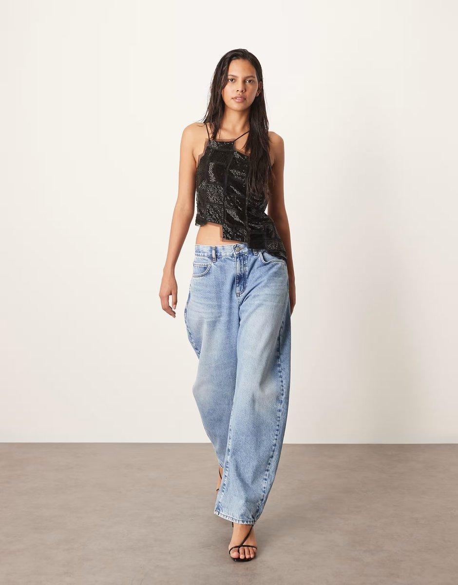 ASOS ARRANGE embellished asymmetric top with raw edge in black - 3