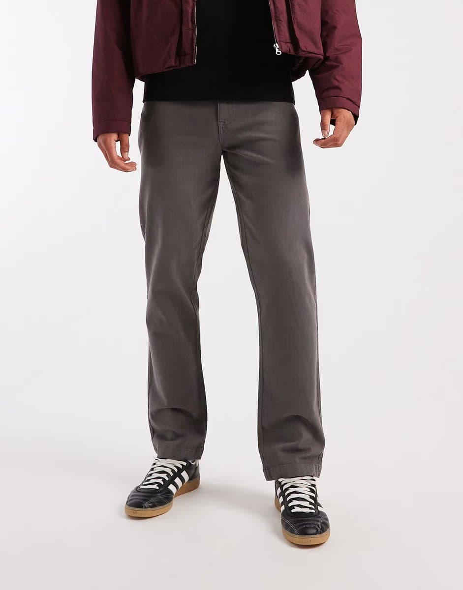 ASOS ASOS Threadbare Straight Leg Chinos in Slate Grey