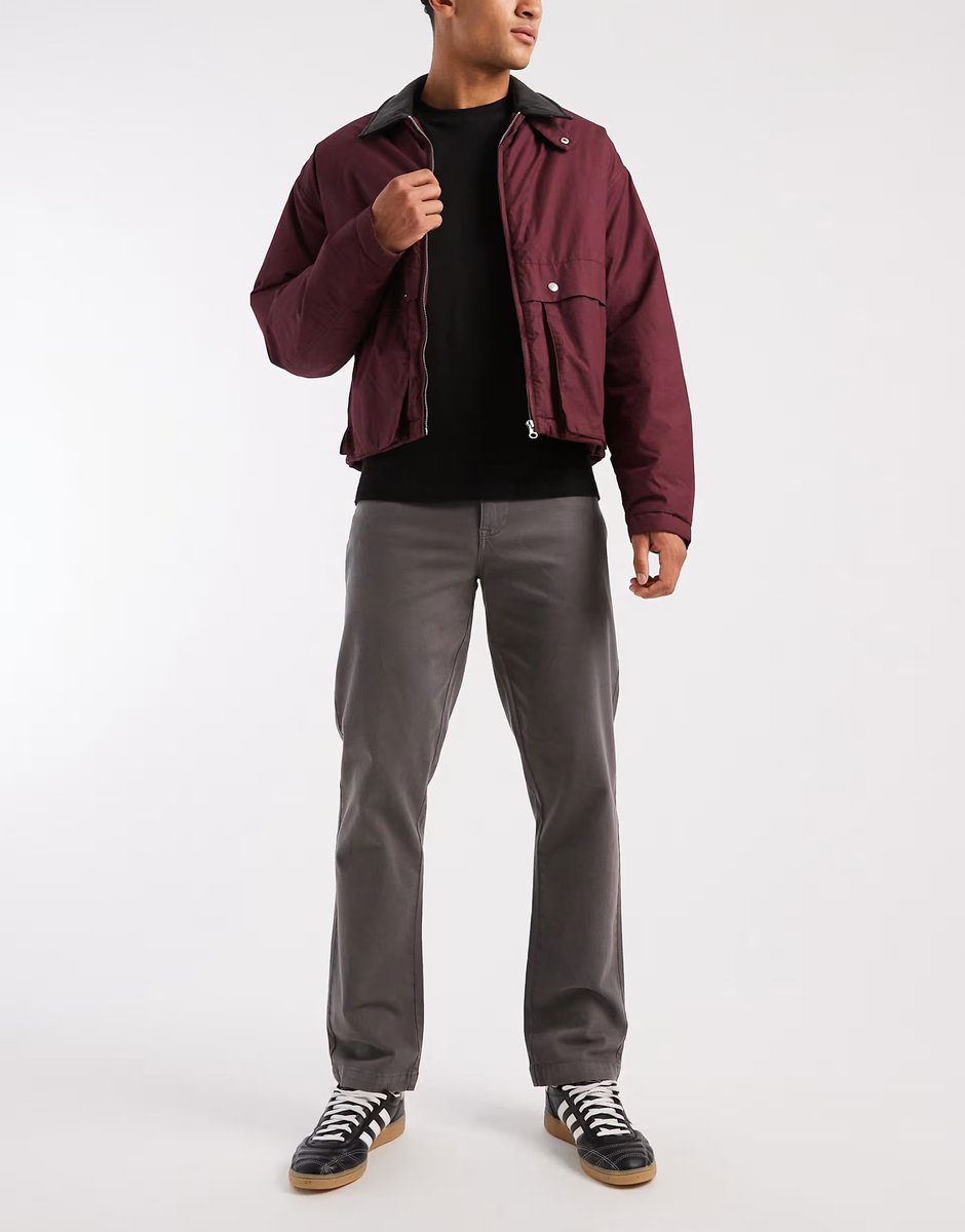 ASOS Threadbare straight leg chino trousers in slate grey - 2