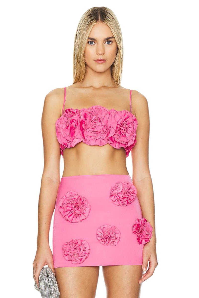 revolve Revolve Lovers and Friends Floral Crop Top in Hot Pink