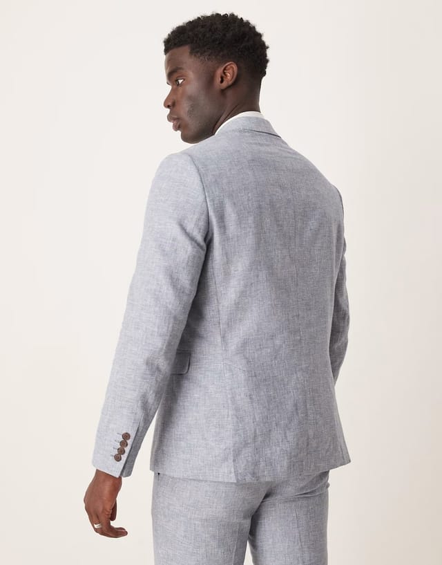 ASOS Selected Malik Linen blazer in light blue - 2
