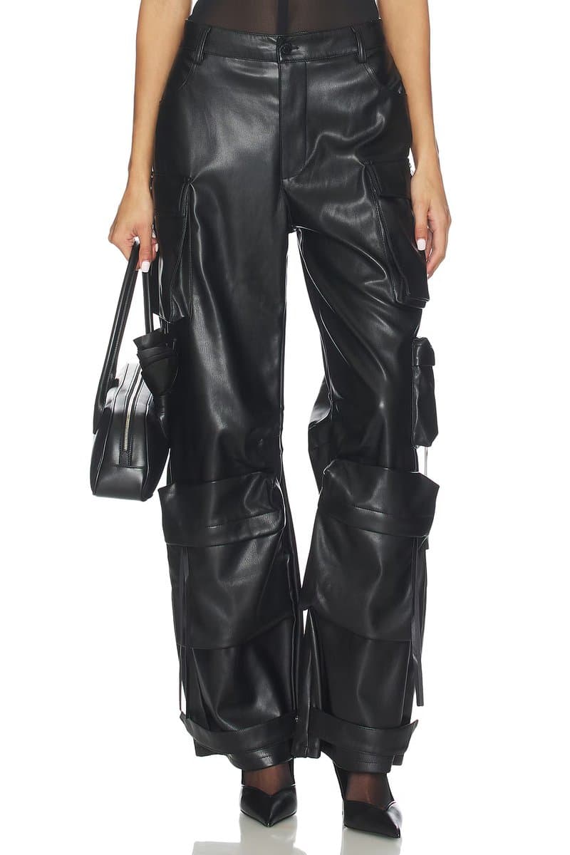 revolve Steve Madden Faux Leather Cargo Pant in Black