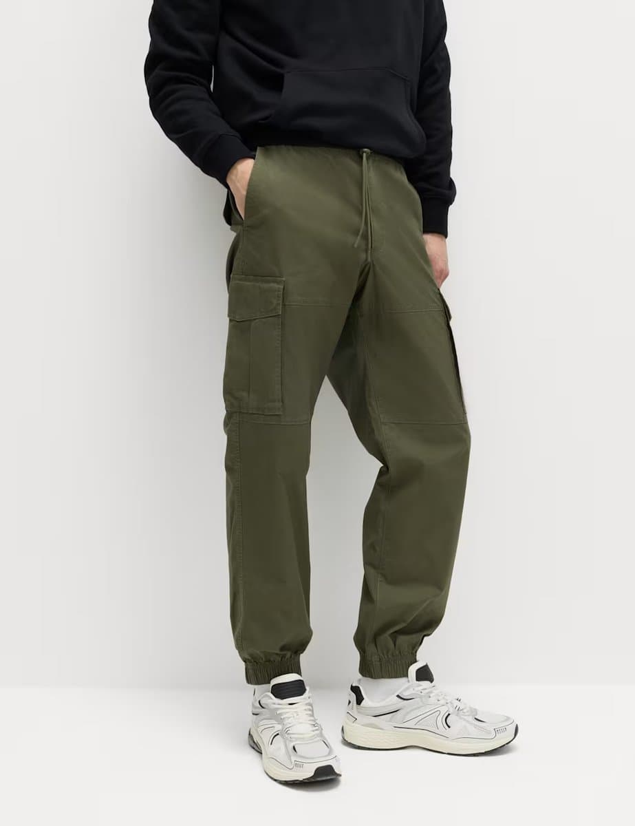 Marks & Spencer M&S Slim Fit Ripstop Cargo Trousers in Hunter Green