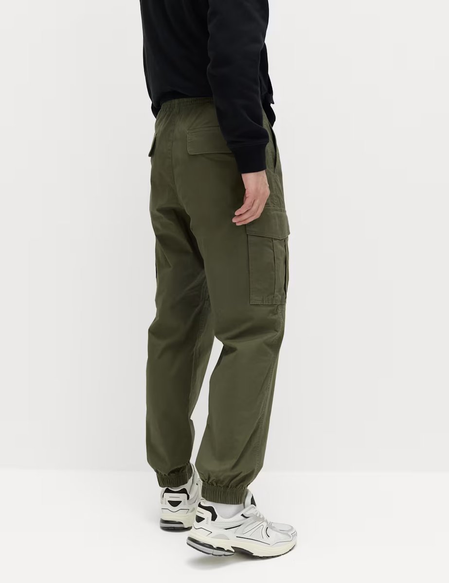 Marks & Spencer M&S Slim Fit Ripstop Cargo Trousers Hunter Green - 3