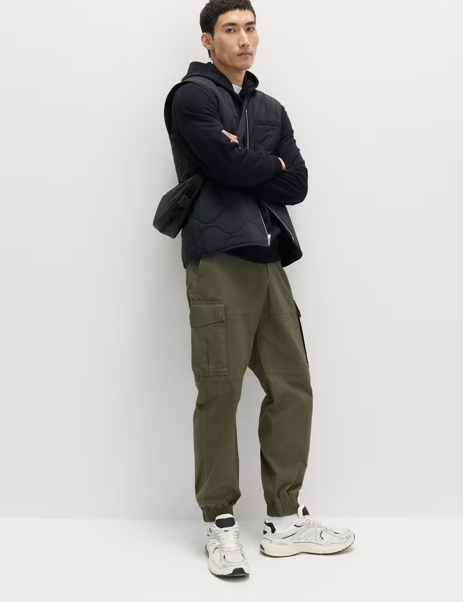 Marks & Spencer M&S Slim Fit Ripstop Cargo Trousers Hunter Green - 4