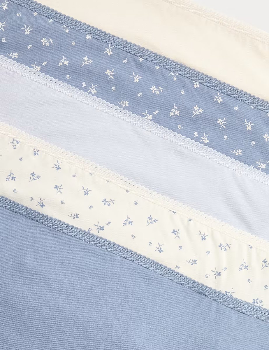 Marks & Spencer M&S 5pk Pure Cotton High Leg Knickers Blue Mix - 2