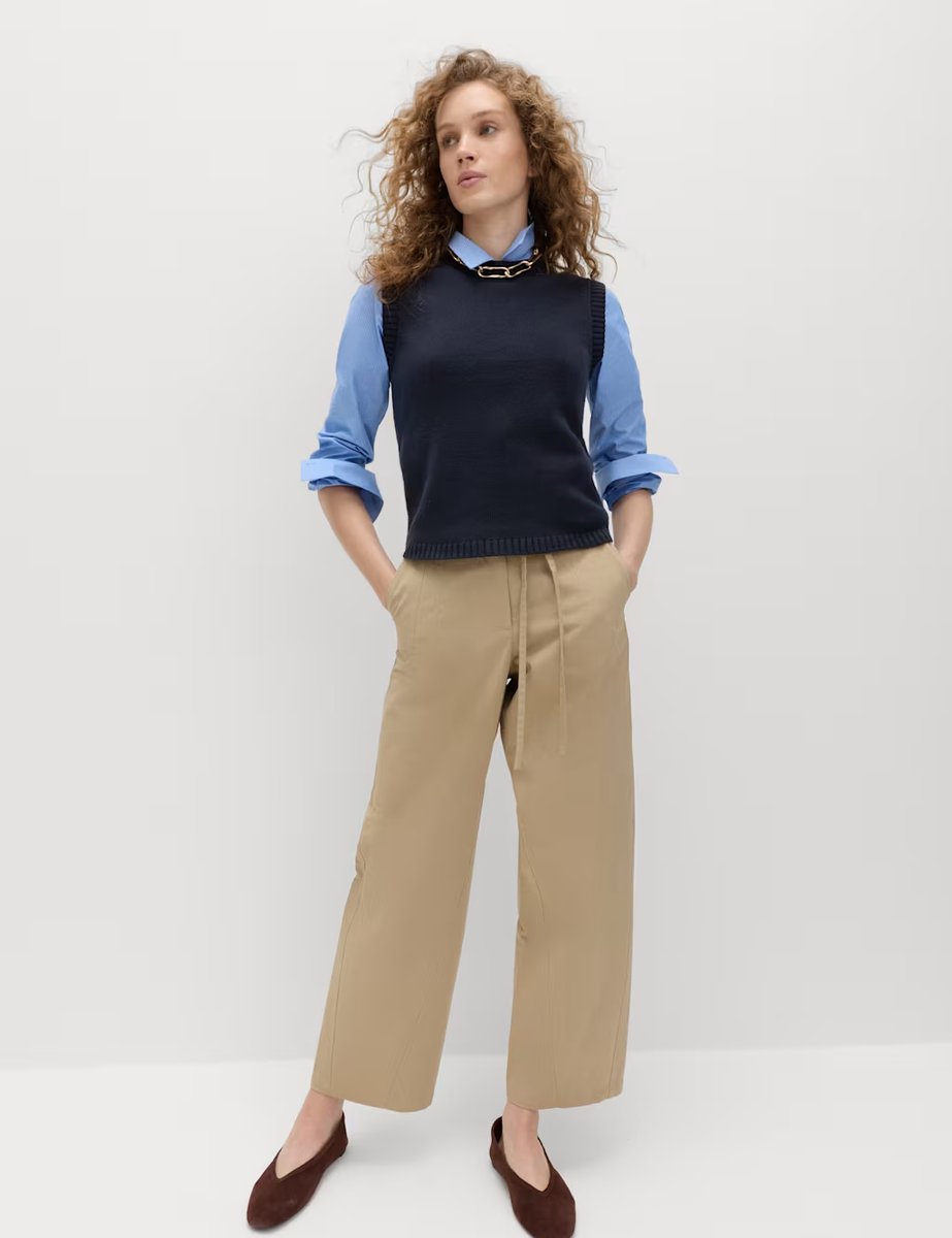 Marks & Spencer M&S Cotton Rich Slim Fit Knitted Vest Midnight Navy - 2