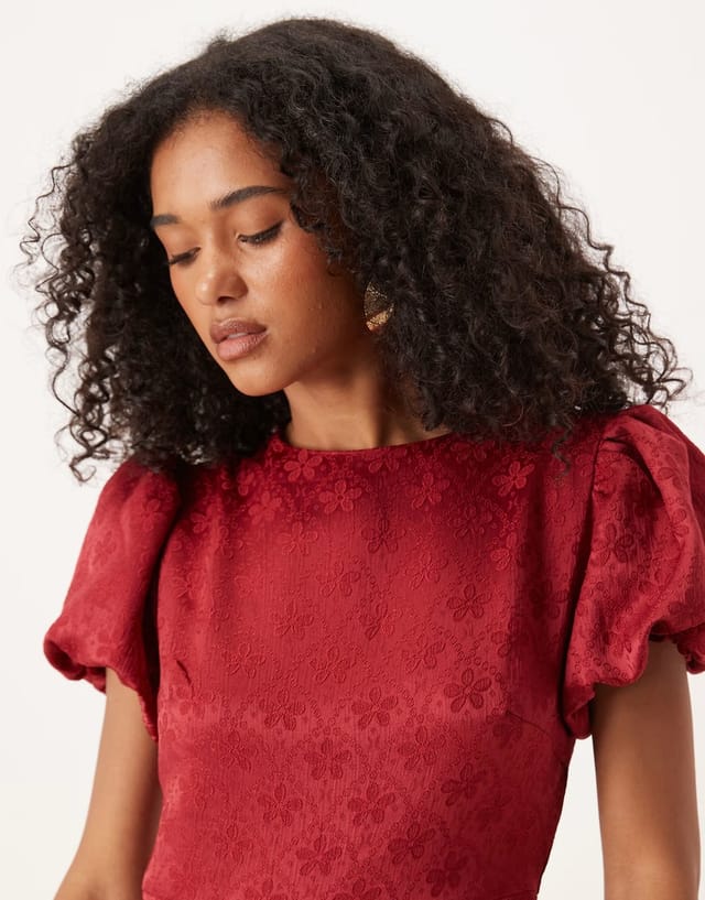 ASOS Sister Jane puff sleeve bubble hem maxi dress in orchid - 3