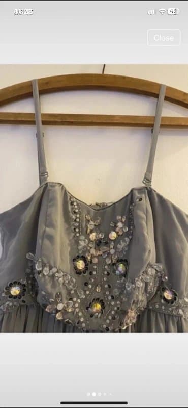 ASOS ASOS Grey Chiffon Long Floaty Maxi Dress Sz 8 Good Condition Embellished