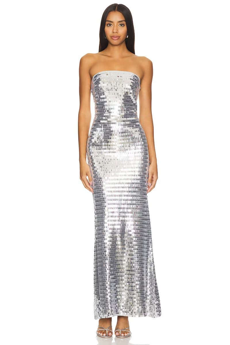 revolve Sculpty Strapless Sequin Dress