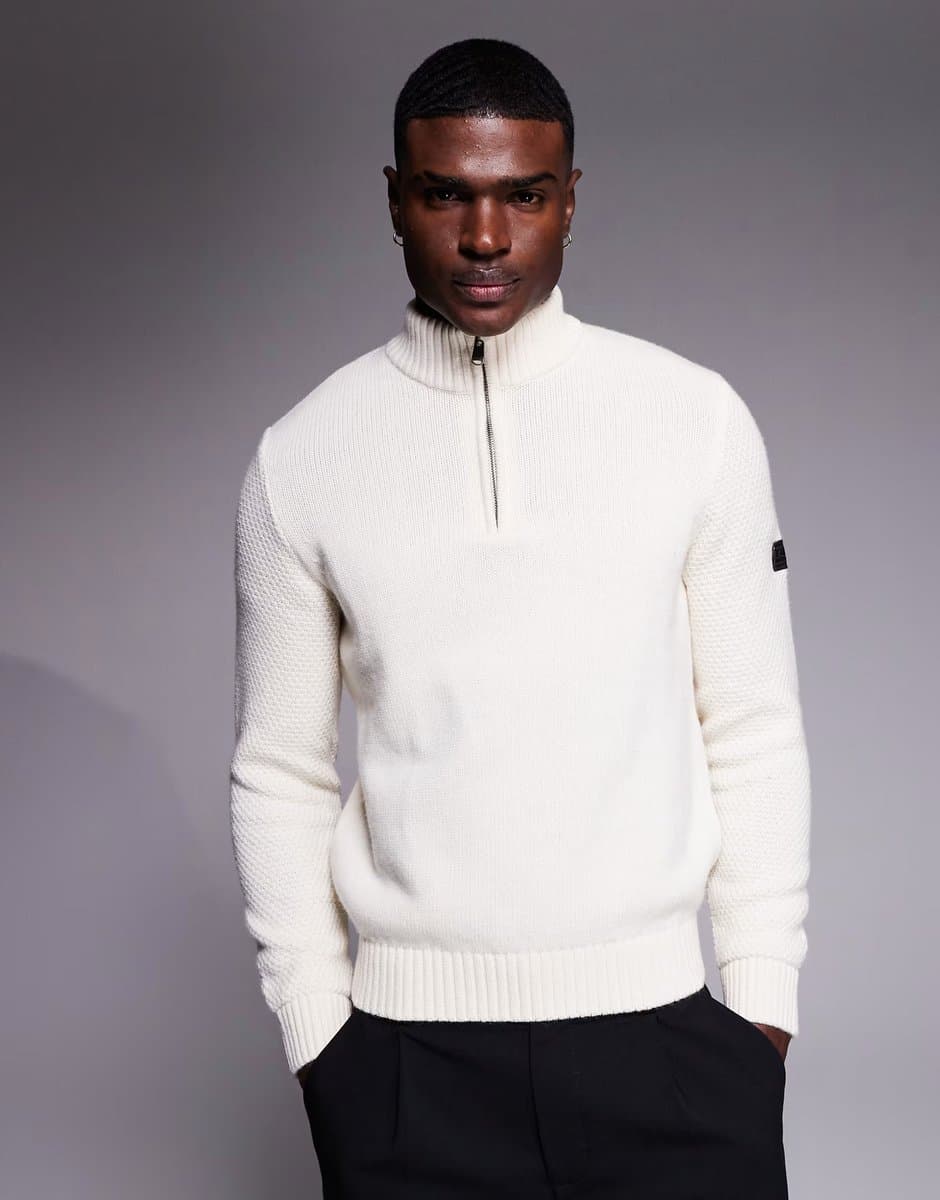 ASOS Barbour International enfield funnel neck jumper in whisper white