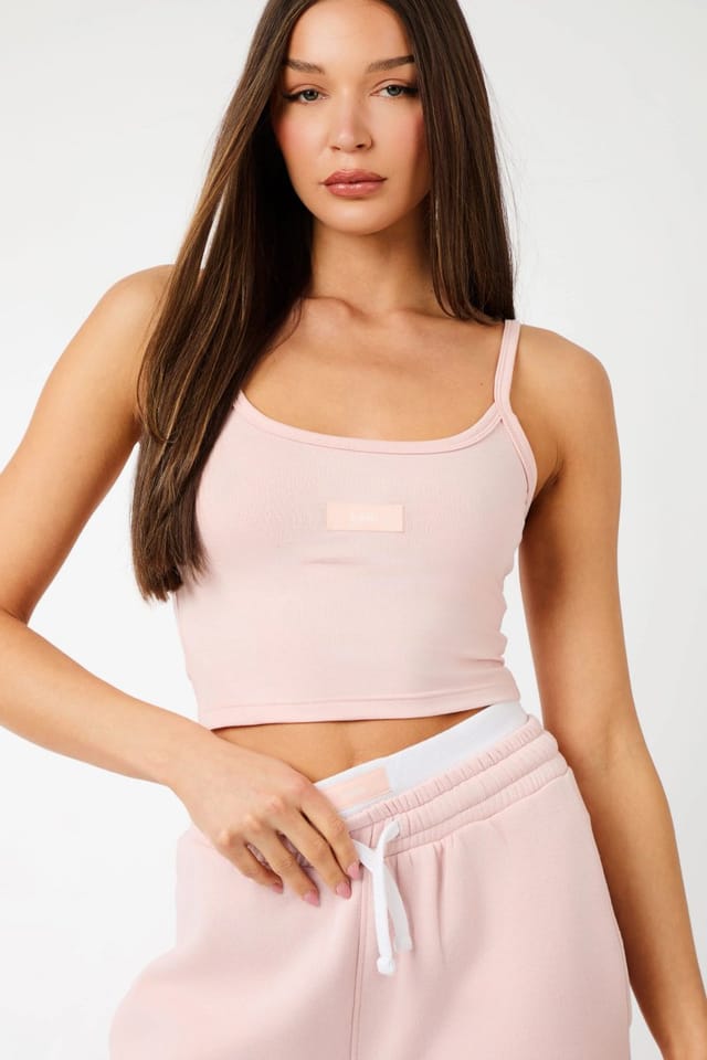 Kaiia Kaiia Label Logo Cami Vest Top Dusty Pink - 2