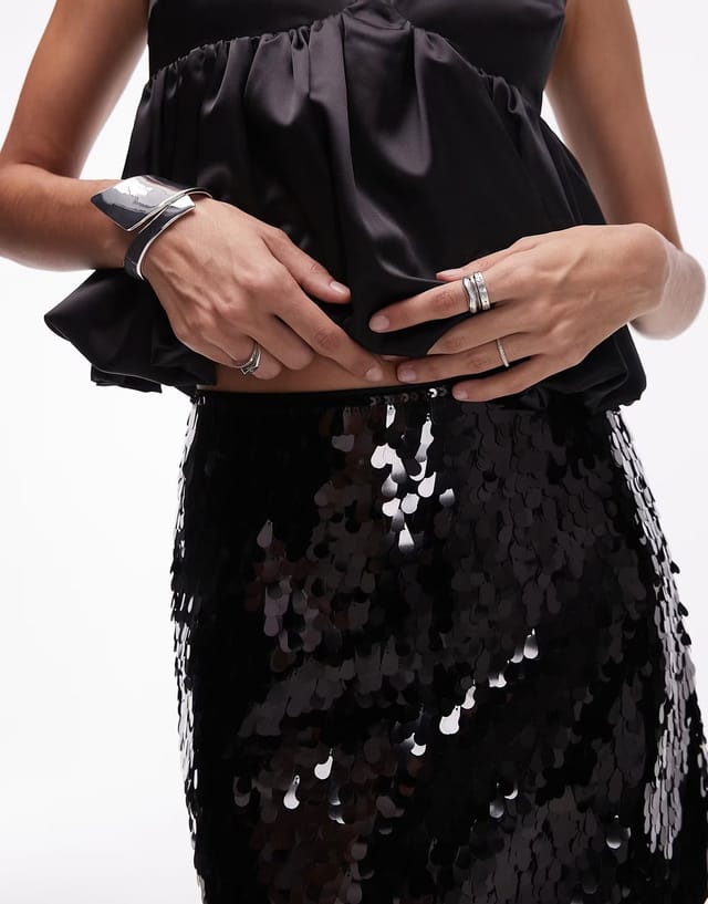 ASOS & Other Stories sequin mini skirt in black  - 2