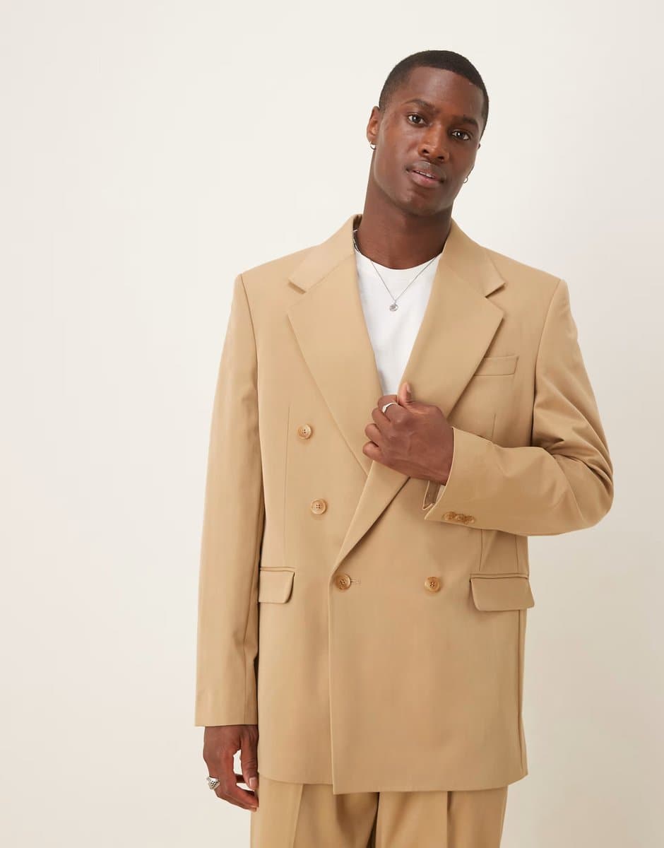 ASOS ASOS DESIGN relaxed longline suit jacket in camel