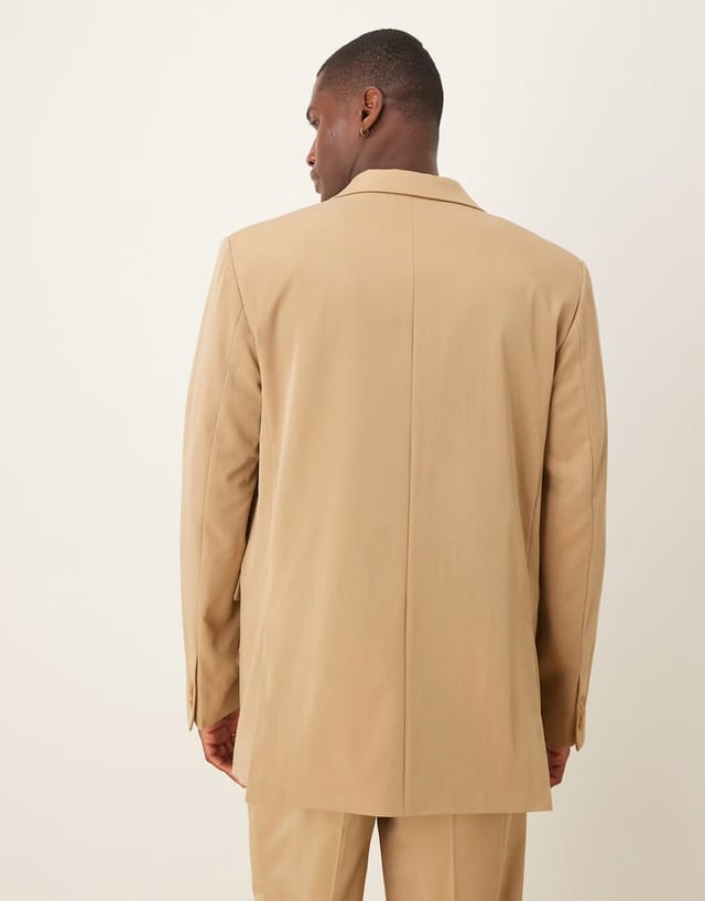 ASOS ASOS DESIGN relaxed longline suit jacket in camel - 2