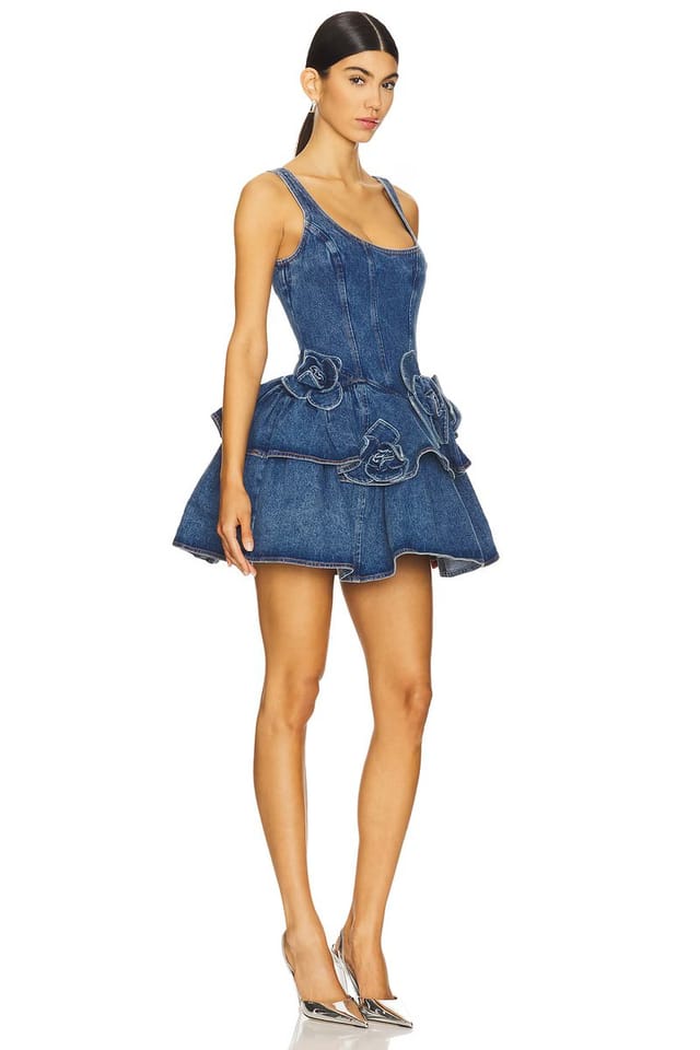 revolve Devyn Saxe Blue Denim Ruffle Dress - 2