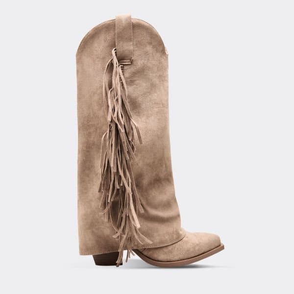 EGO EGO Western Cowboy Boot with Fringe Detail in Beige