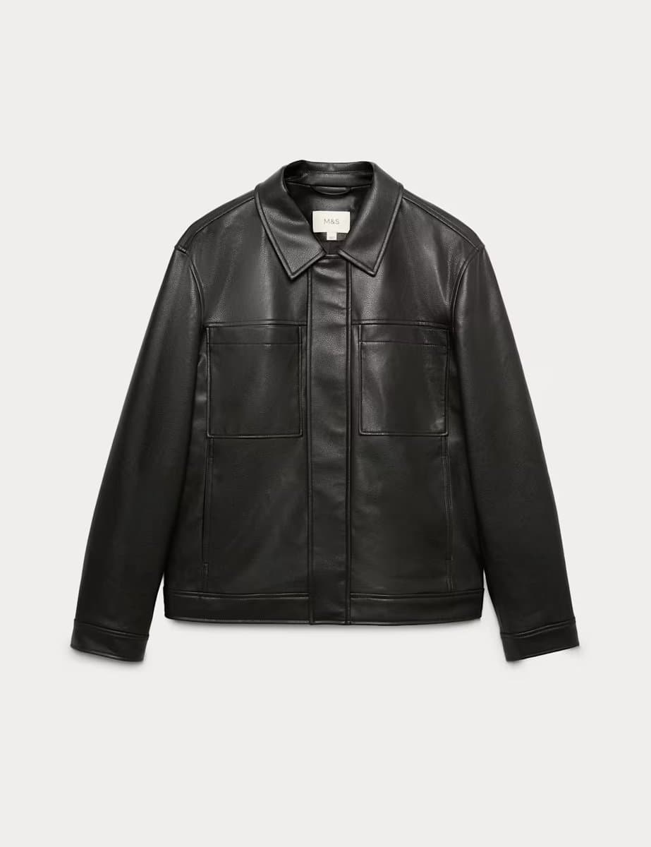 Marks & Spencer M&S Faux Leather Trucker Jacket Black