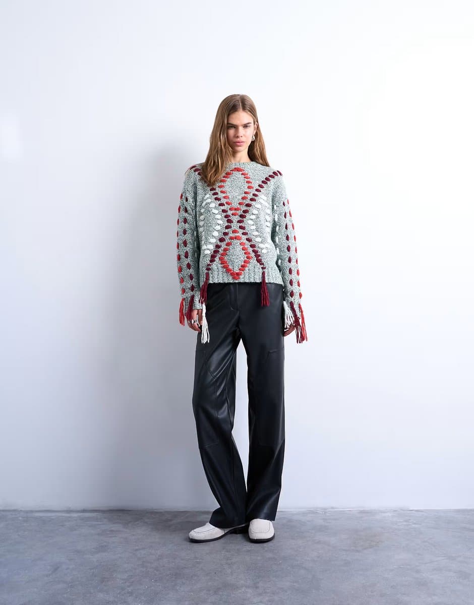 ASOS ASOS Western Patch Faux Leather Trousers in Black