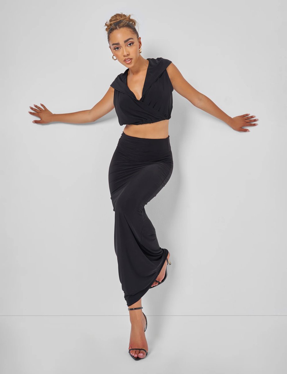 Public Desire Sleeveless Wrap Front Top With Hood Black - 3