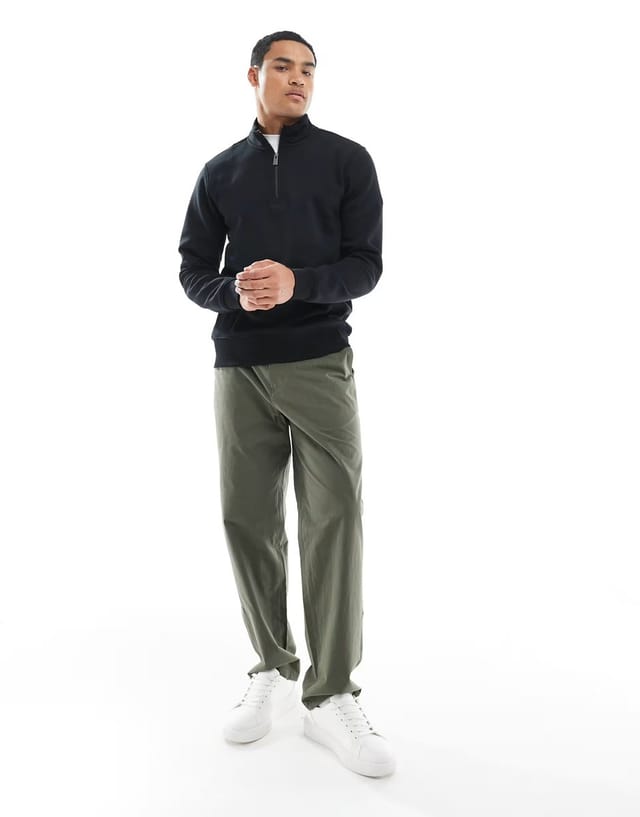 ASOS ONLY & SONS half zip sweat in black - 2