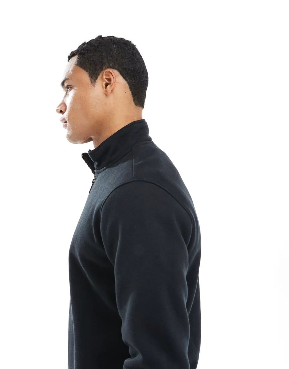 ASOS ONLY & SONS half zip sweat in black - 4