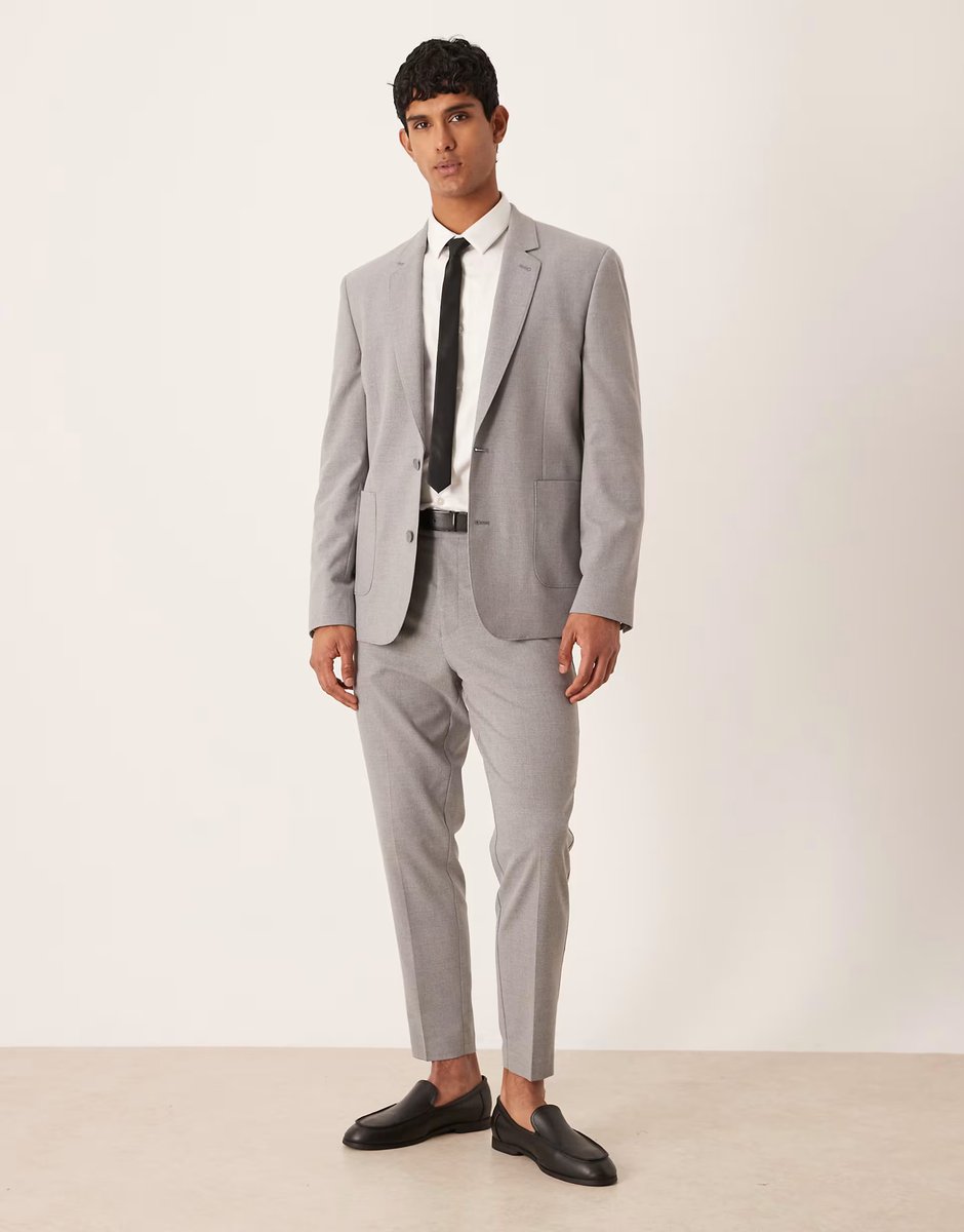 ASOS ASOS DESIGN slim suit jacket in grey tonal puppytooth - 2