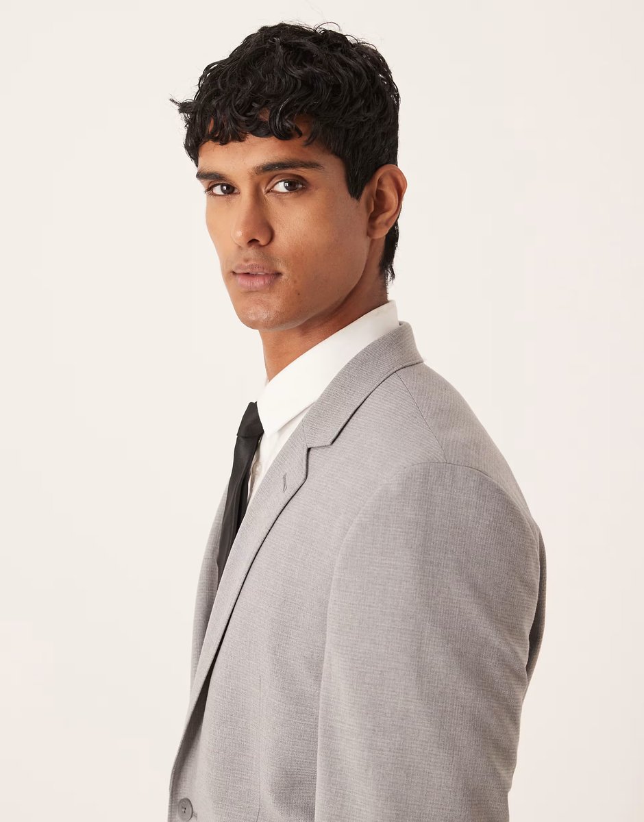 ASOS ASOS DESIGN slim suit jacket in grey tonal puppytooth - 3