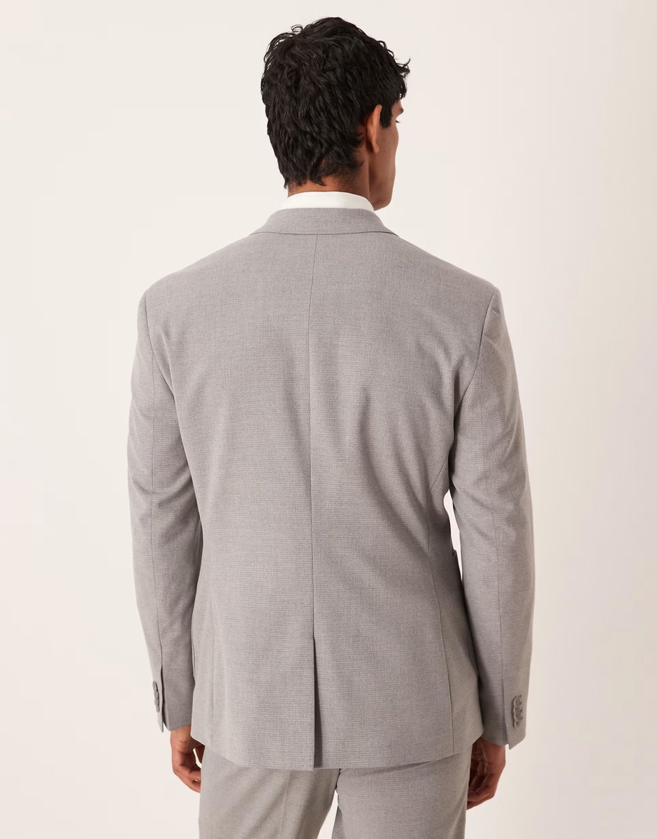 ASOS ASOS DESIGN slim suit jacket in grey tonal puppytooth - 4