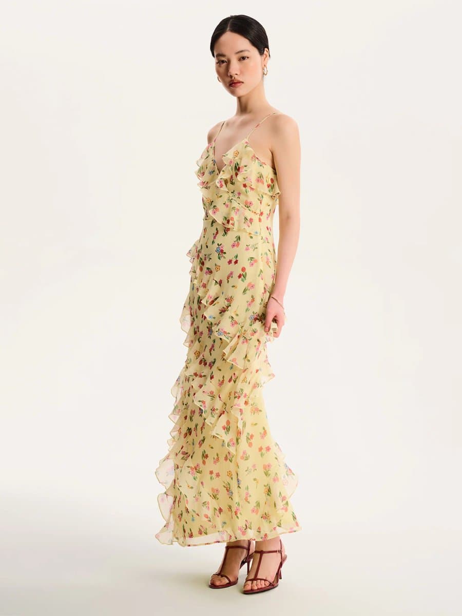 OMNES Missy Dress in Floral Yellow