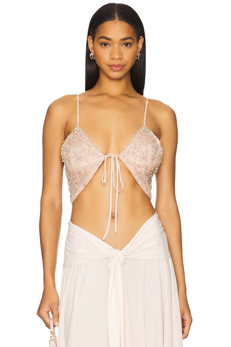 revolve Revolve Ella Crop Top with Embellished Detail in Nude