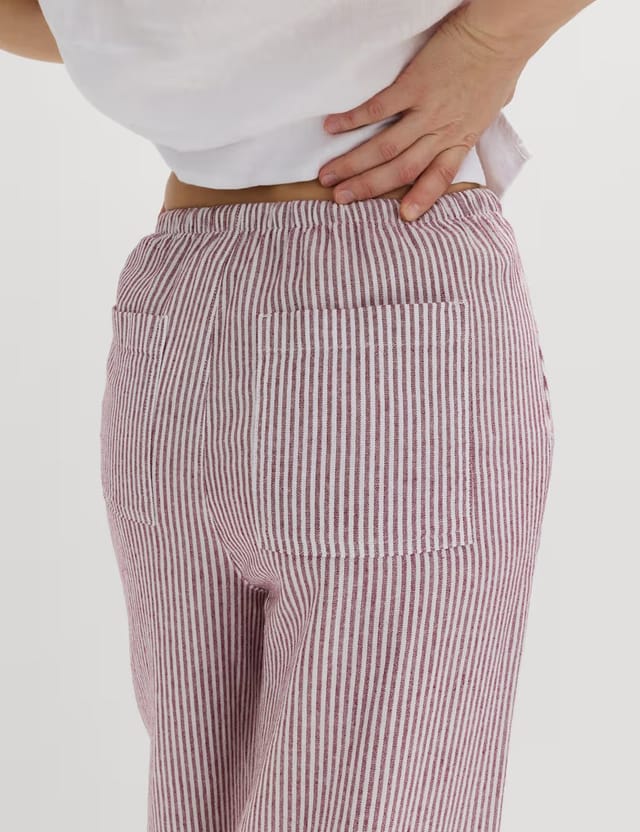 Marks & Spencer M&S Linen Blend Wide Leg Trousers Raspberry Mix - 2