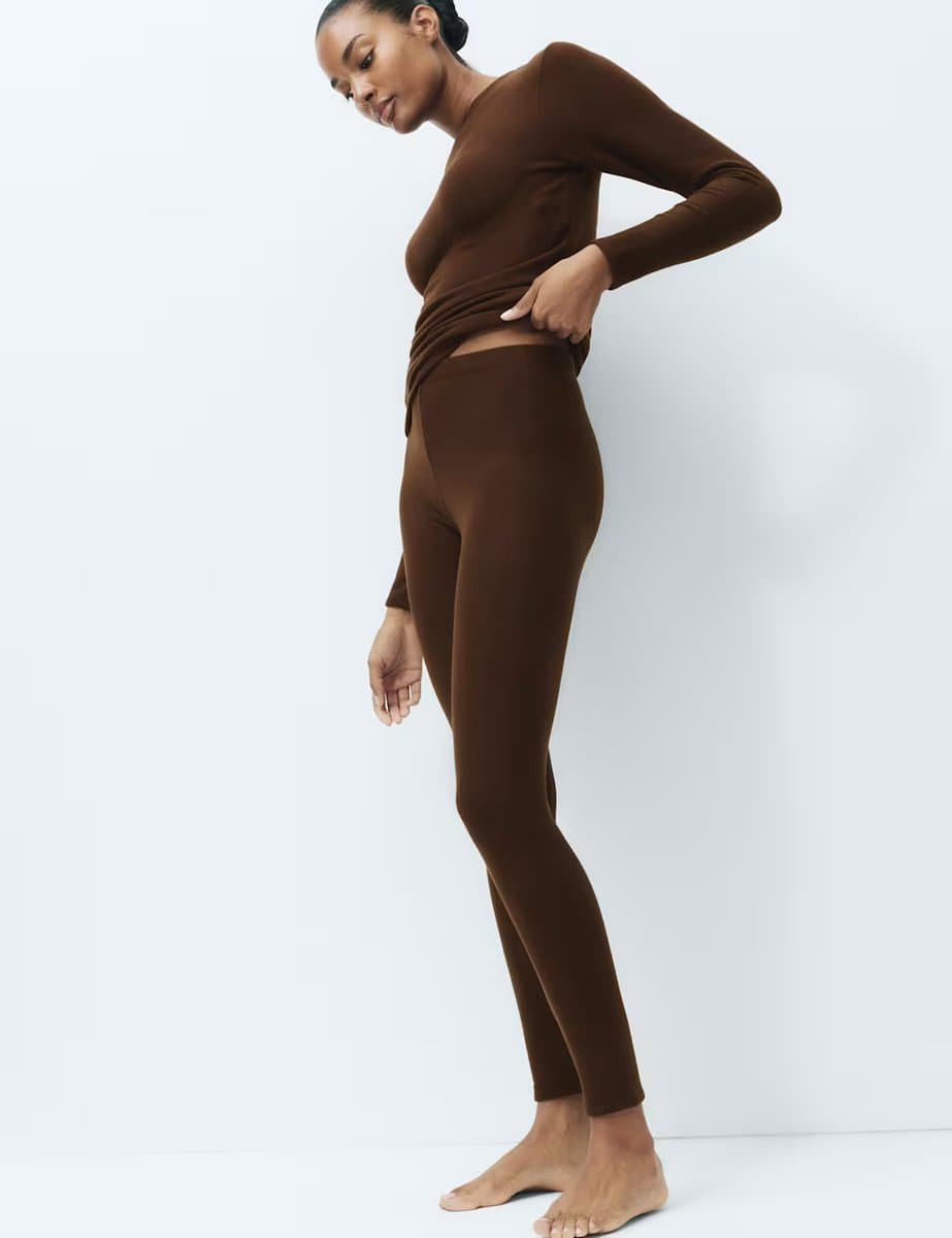 Marks & Spencer M&S Heatgen™ Maximum Thermal Fleece Leggings Dark Chocolate