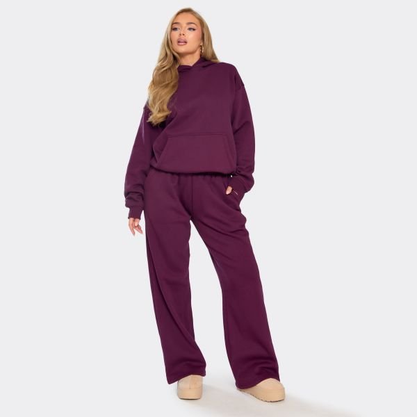 EGO Long Sleeve Oversized Hoodie In Plum, Women's Size UK 16 - 2