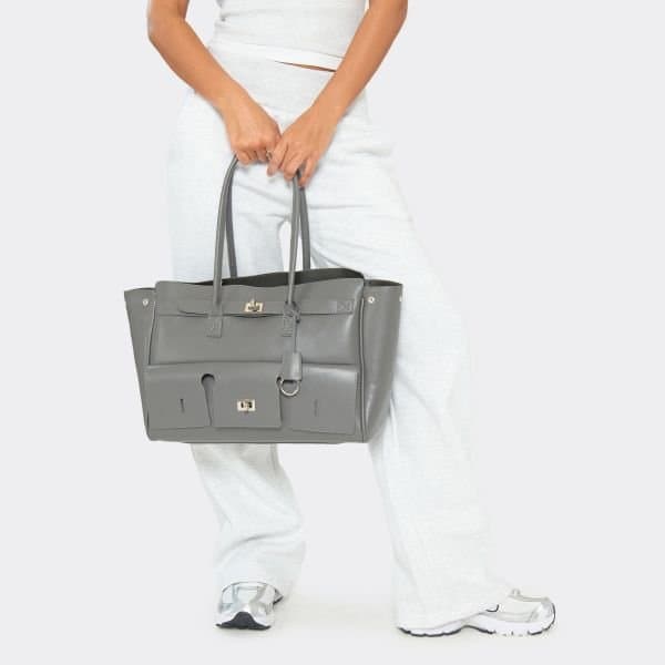 EGO EGO Grey Lock Detail Shaped Shoulder Bag