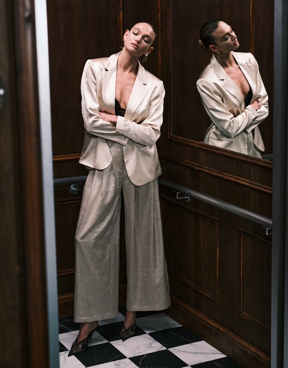 ASOS ASOS DESIGN tailored unstructured palazzo trousers co-ord in oyster  - 2