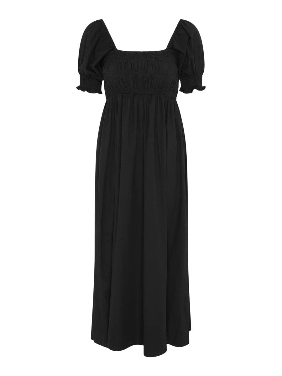 OMNES Megan Shirred Detail Dress in Black - 4